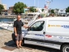 Brian George of Golden Arrow's International Rescue, parked next to Play d'eau in the Les Chalutiers basin, La Rochelle