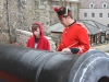 A personal lesson on the history of the 1799 cast iron, smooth-bored, 32-pounder cannon is given by Sergeant Shaun