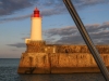 The lightouse at the end of the Les Sables fairway