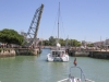 The bridge lifted to allow us to enter the Les Chalutiers basin, following a catamaran