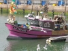 The purple trawler Mitch had a bunch of colourful lobster pot markers ready to launch