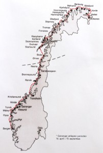 Our route from Bergen to Kirkenes
