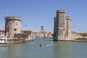 The heavily fortified entrance to the ancient town of La Rochelle and its port