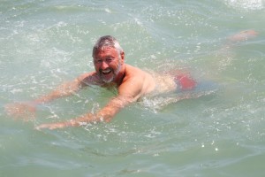 John dived off Play d'eau and swam in the 23°C sea